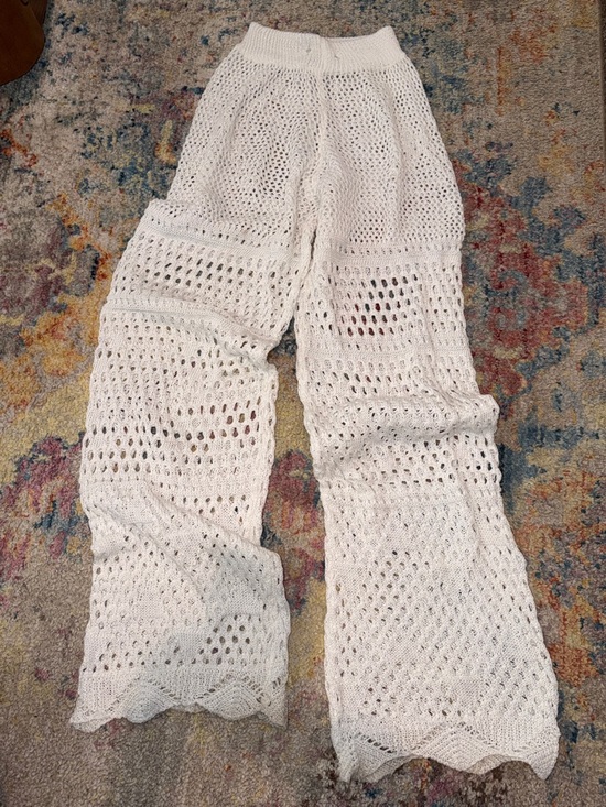 Pants - Open-Knit White Crochet Pants